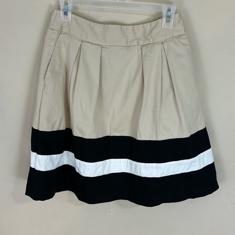 WHBM Color Block Pleated  Cotton High Rise Skirt Size 4